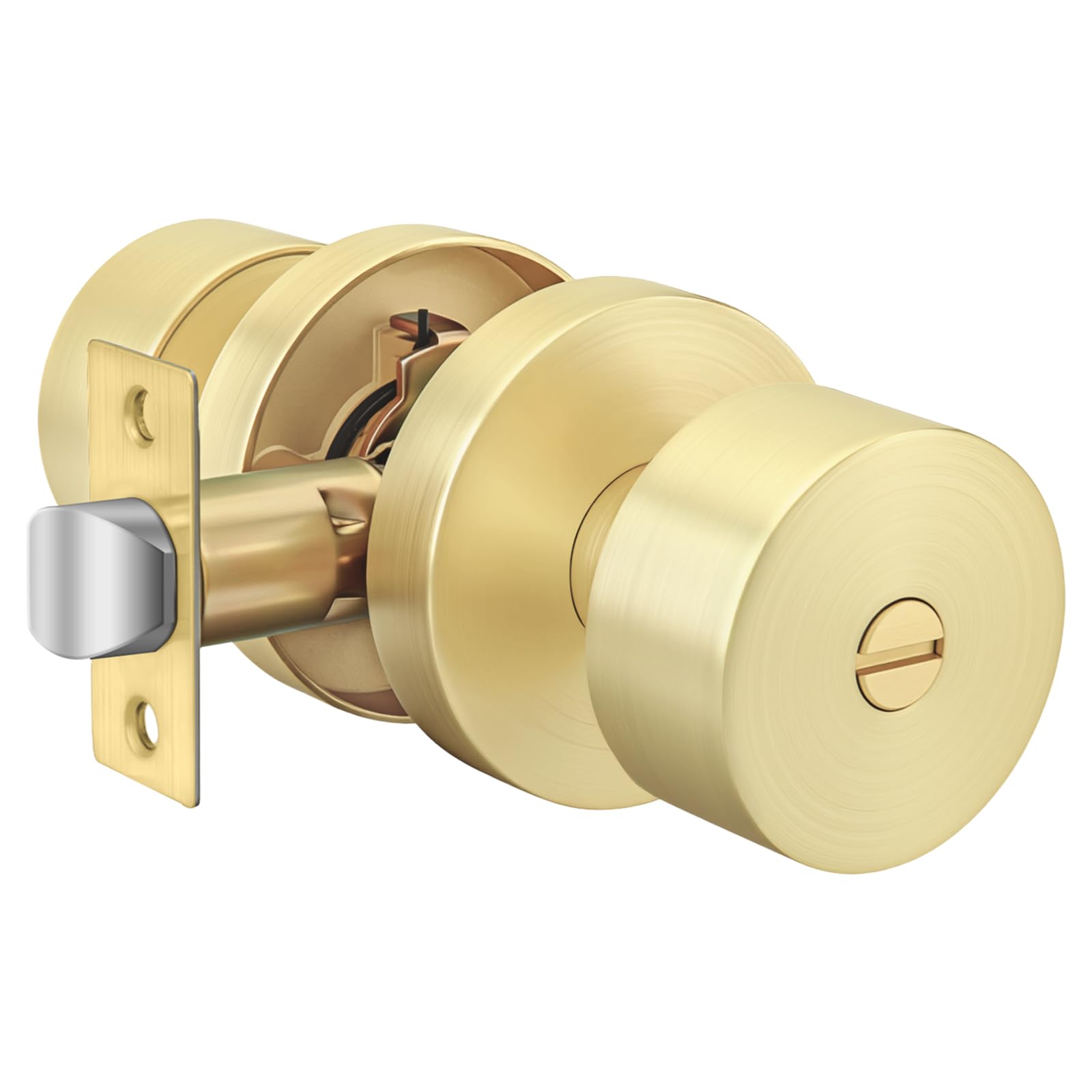 Brushed Gold Door Knobs - 6 Pack Interior Doorknobs -14
