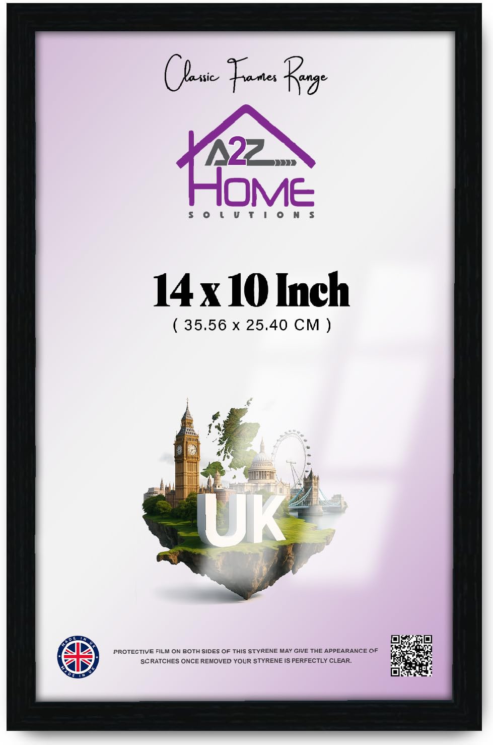 A2z Home Solutions Black Stylish Ready-To-Hang Mdf Poster Frame 14 X 10 Inch | Clear Hd Perspex | Solid Hanging Clip | Shrink Wrapped | Enhance Any Interior Space: Home, Office, Studio & Beyond [Black]