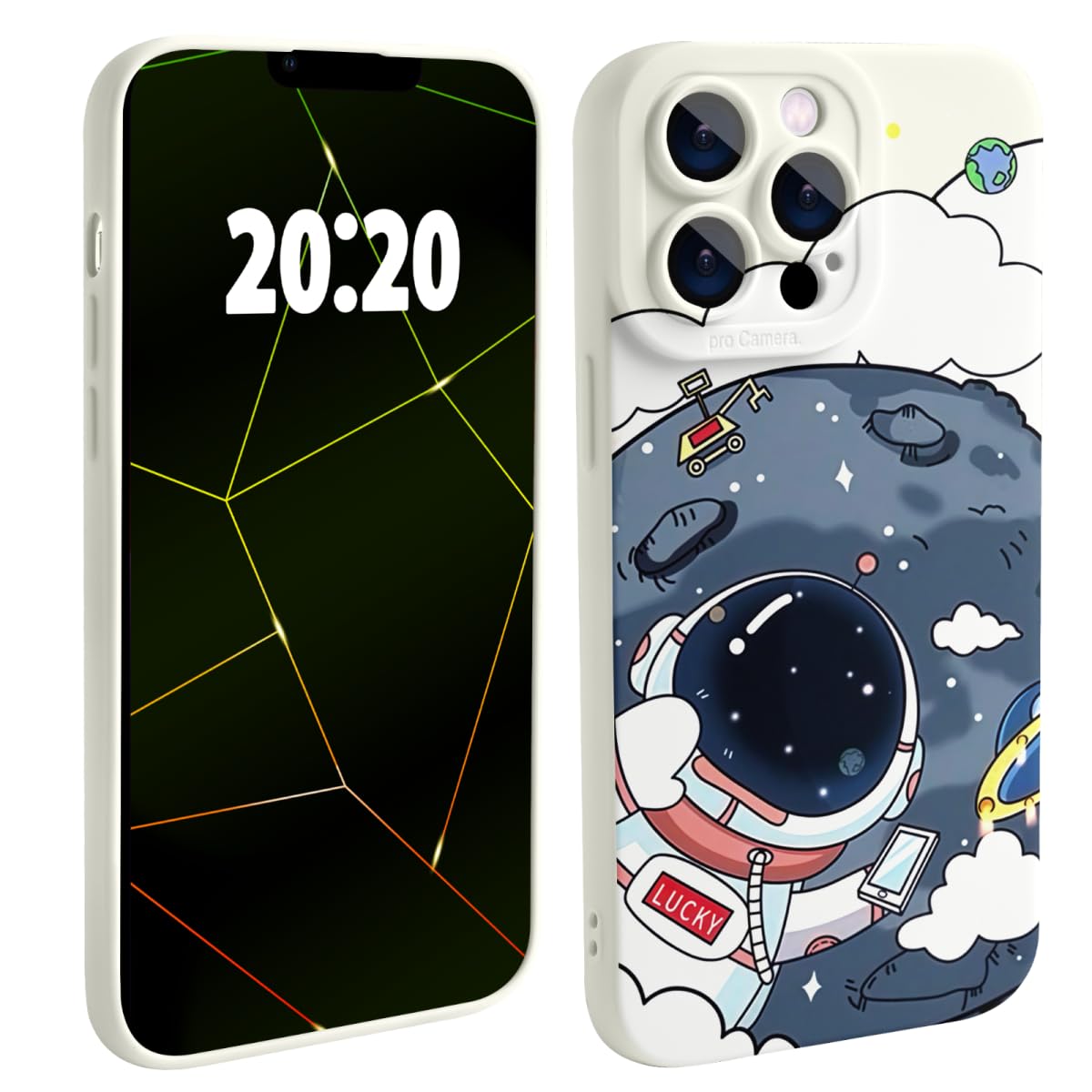 SRPHUAV Cute Astronaut Phone Case for iPhone 15 Pro Case for Boys Girls,Cool Cartoon Rocket Design Luxury Aesthetic Shockproof Pattern Camera