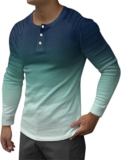 ETHKIA Mens Casual Long Sleeve Polo Shirts Standard-fit Long Sleeve Shirt Pattern Fashionable Polo Shirts Beach Halloween DryBlend Men's Football Training Shirts