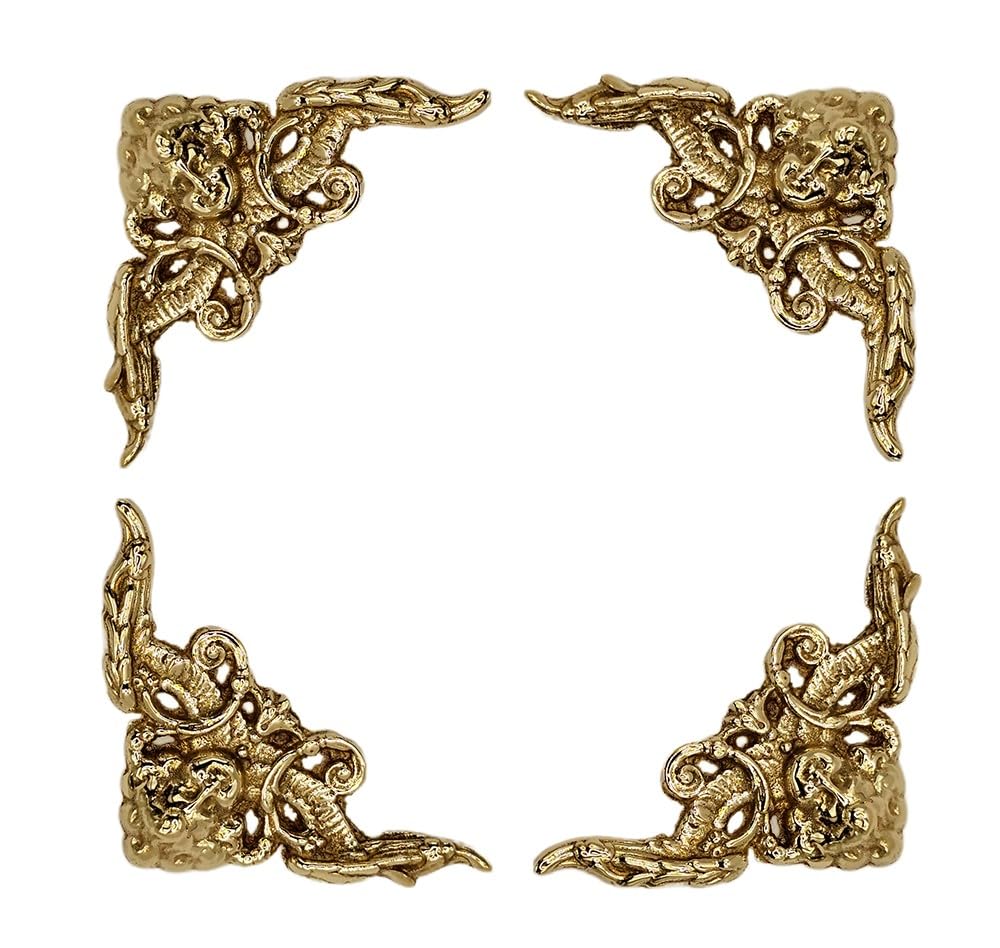 Harts Decorative Brass Clock Corner Spandrels, Set of 4, Victorian Style, 54mm x 54mm x 76mm,