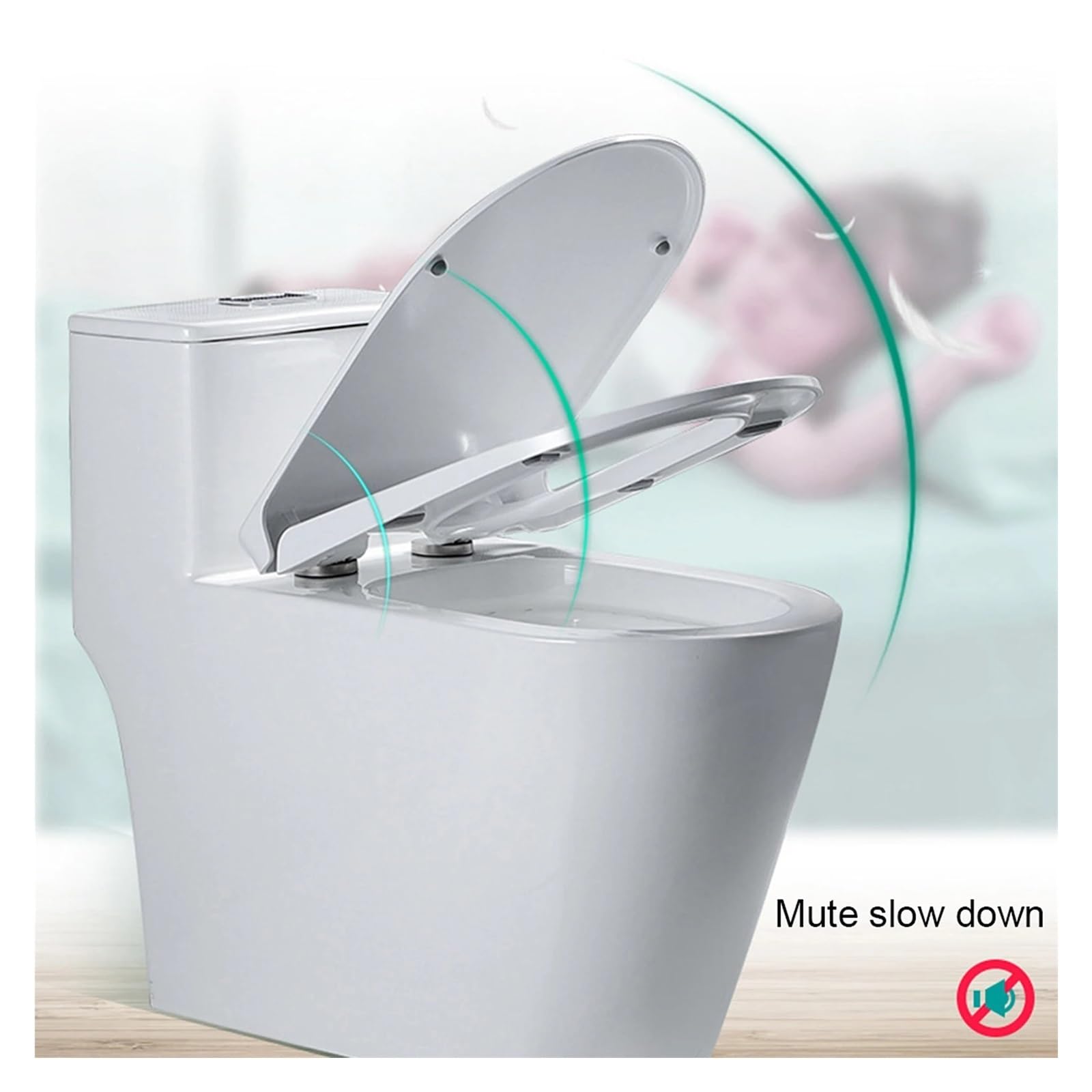 Asiento de inodoro, Thickened Square Soft Close Toilet Seat