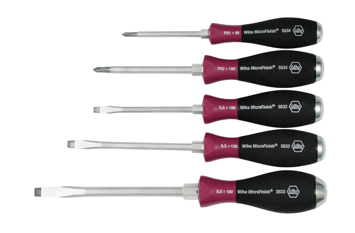 Wiha 53390 Screwdrivers, Slotted and Phillips, Extra Heavy Duty, Non