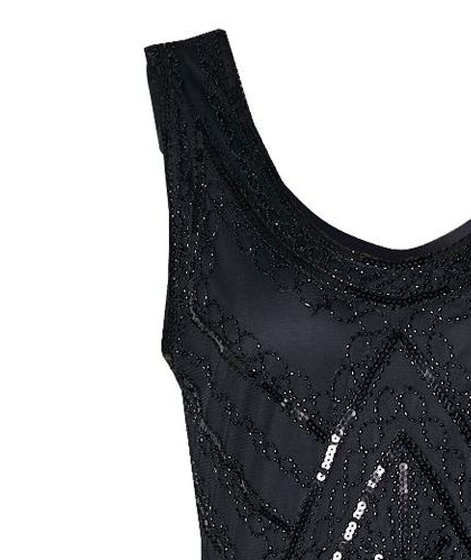 HAHAEMMA - Abito vintage anni ’20 da donna, abito da flapper stile Charleston o Grande Gatsby, con paillettes e nappe, orlo, abito da sera e fa cocktail, adatto per feste a tema