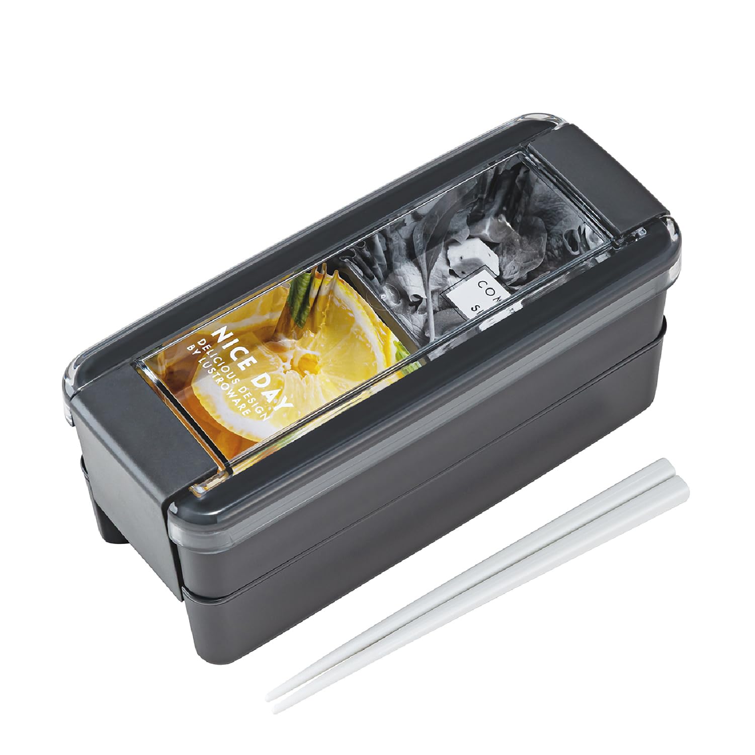 Iwasaki Industries B-1488 GY Rustroware Easy Care Lunch Box, 2 Tiers, Gray, Ag Antibacterial, Stain Resistant, Microwave Safe, Dishwasher Safe : Home & Kitchen