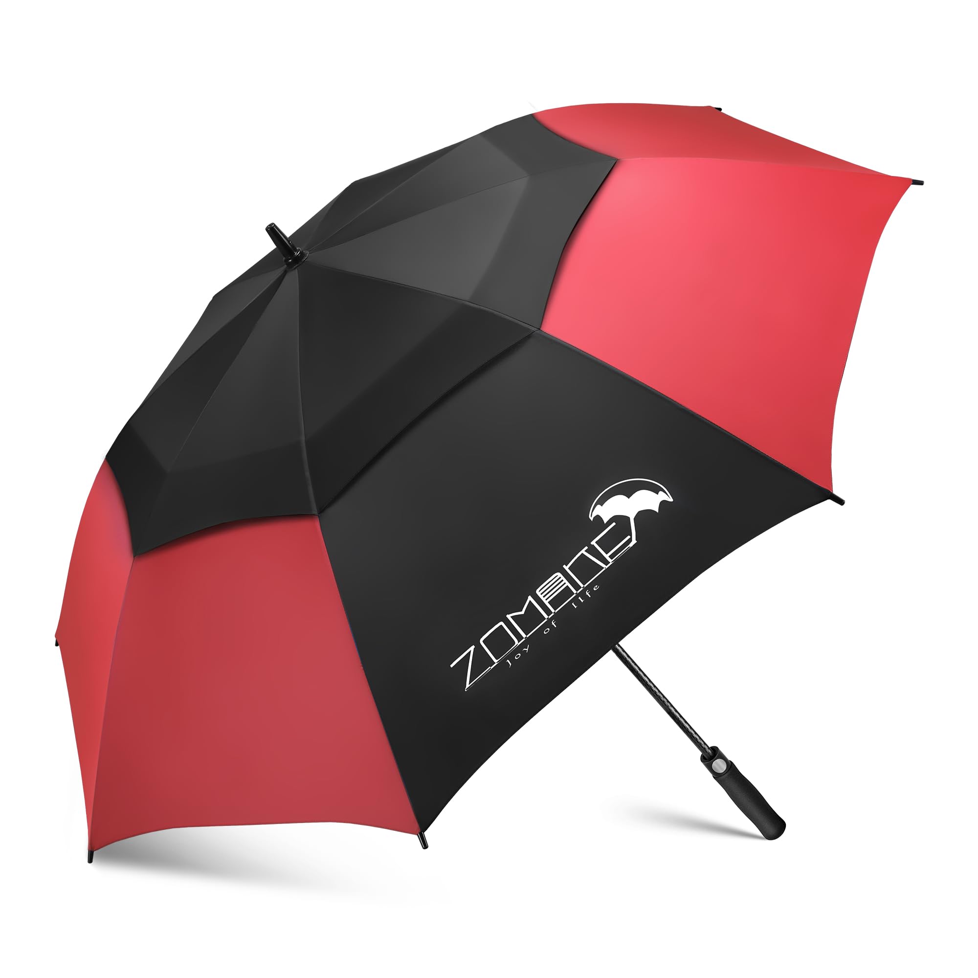 ZOMAKE Golf Umbrella Windproof and Rainproof 62in, Large Umbrella Windproof Strong, Double Canopy Big Golfing Brolly Unbreakable for Men Women (Black/Red)