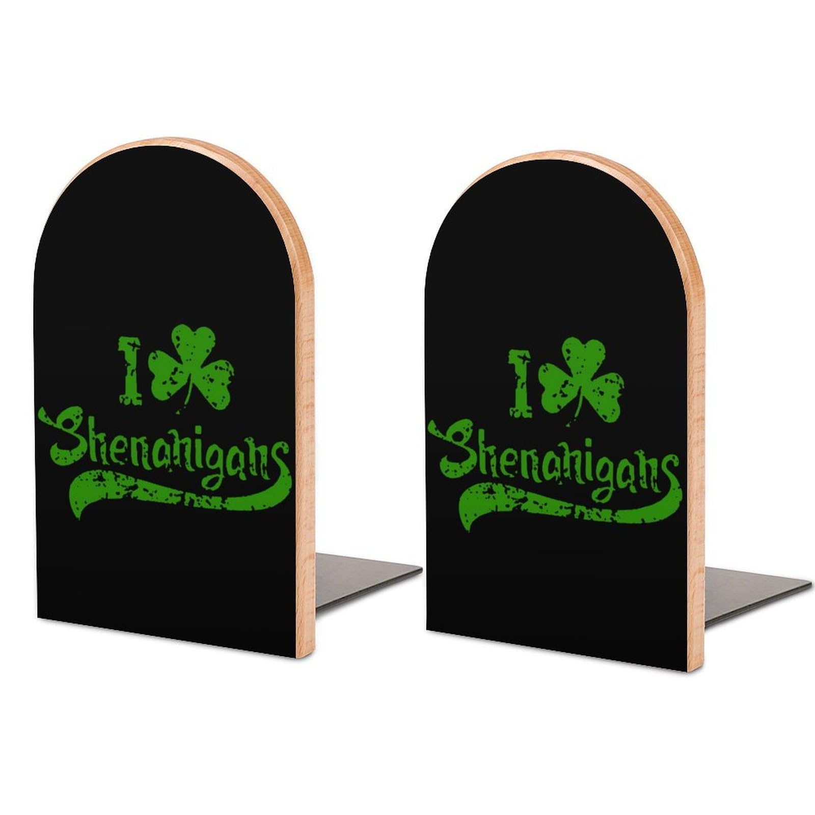 I Shamrock Shenanigans Book Ends for Shelves Bookends Bookshelf Holder Stand Books Stopper Home Office Decor