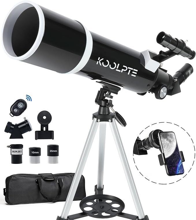 Telescope for Adults & Beginner - 80mm Aperture 600mm Fully Multi-Coated High Transmission Coatings with AZ Mount Tripod Phone Adapter