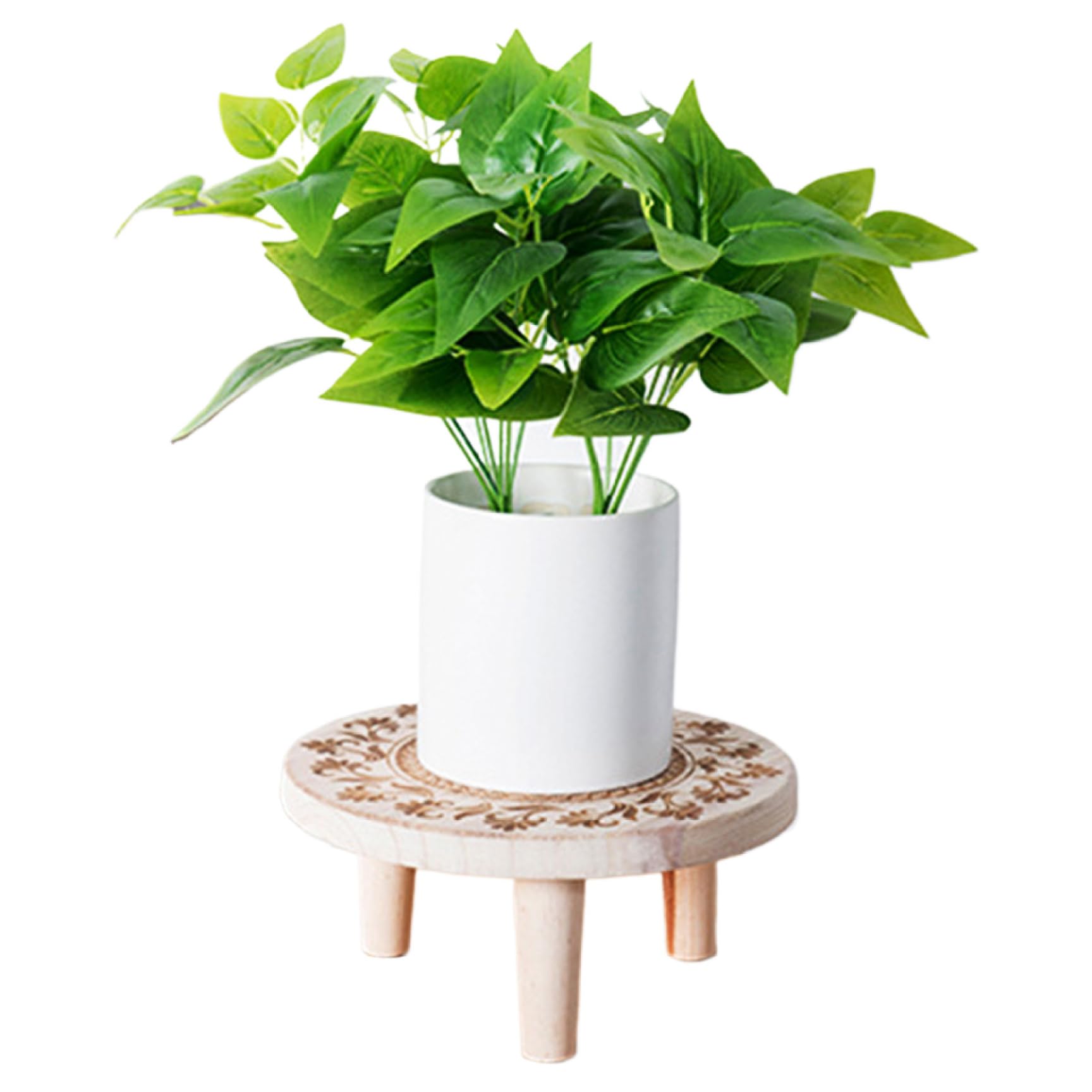 Pflanzenhocker, 8,7x3,9 Runde Pflanzensteiger, Blumenmuster Holzpflanzständer, dekorativer kleiner Holzhocker für Office Home Terrasse Garten m