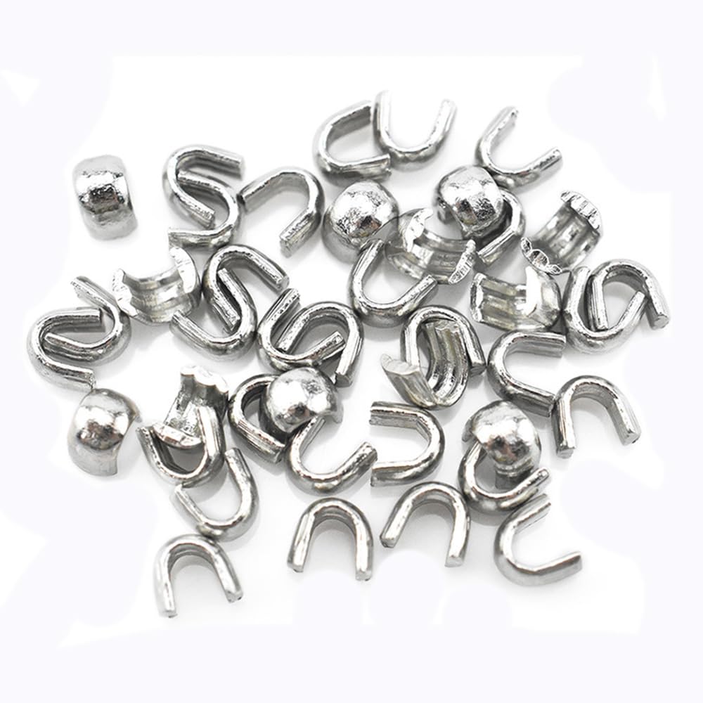 SagaSave 100 Pcs Zipper Slider Retainers, Metal U Shape Top Stoppers, Zipper Latch Slider Retainer for Bags Coats Jackets (8#)
