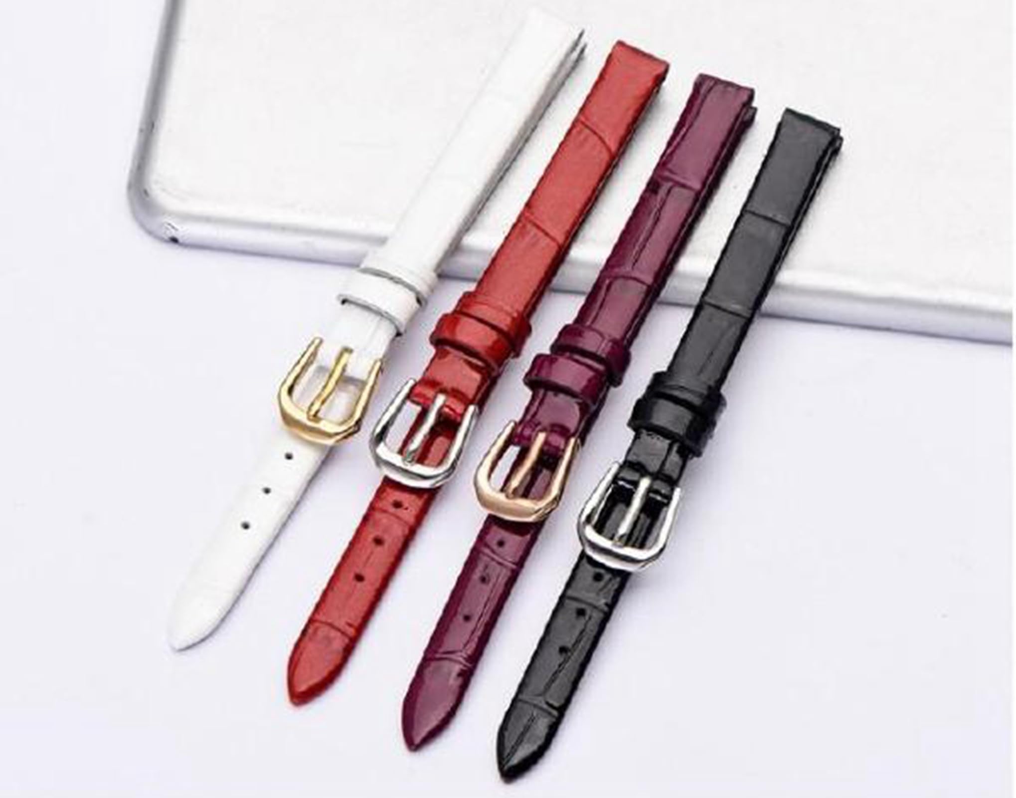 Cinturino per orologio in pelle liscia con motivo bambù e fibbia ad ardiglione da 6-18mm