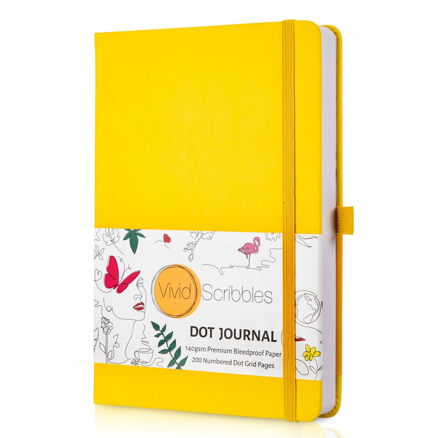 Vivid Scribbles Bullet Journal - a5 Dotted Bullet Dotted Journal - a5 Dotted Notebook with 140gsm Ghost Free and bleedproof Paper with Inner Pocket, 3 Bookmarks and Gift Box