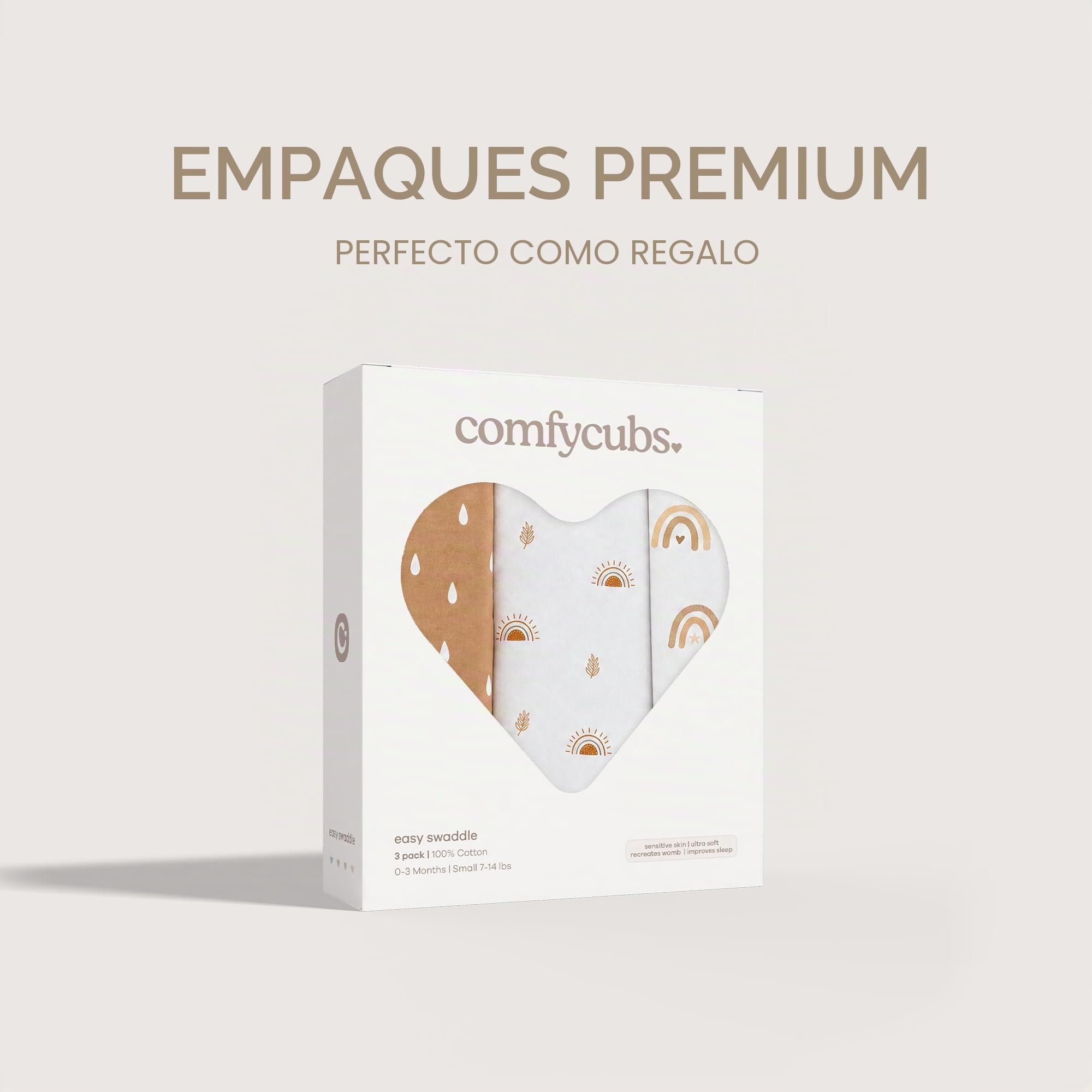 Comfy Cubs Easy Swaddle Blanket - Juego de 3 Mantas de 100% algodón, tamaño pequeño para bebés de 0 a 3 Meses, con Velcro Ajustable, Saco de Dormir Transpirable y Duradero, Regalos para bebés recién
