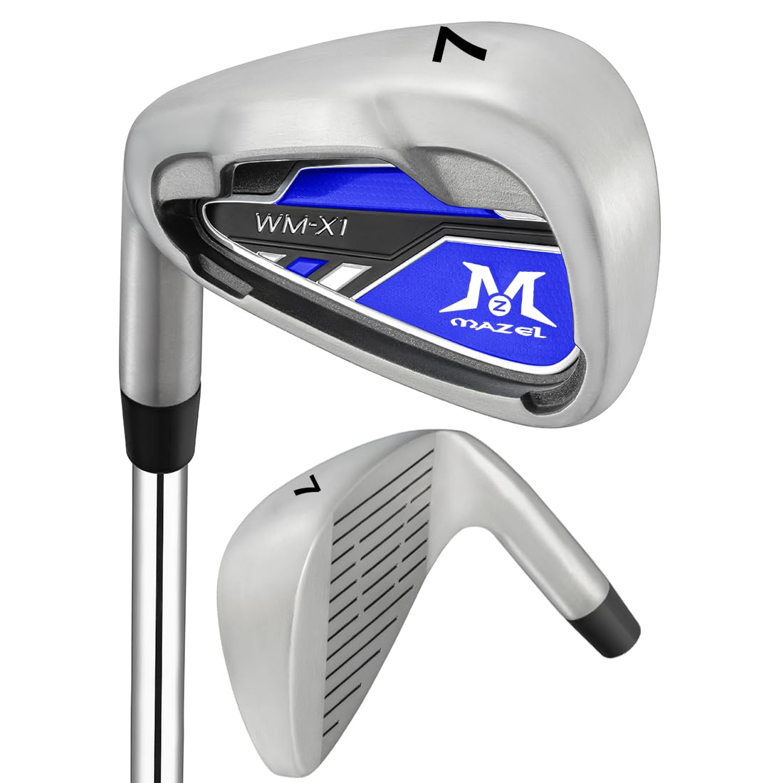MAZEL Left Hand Golf Iron 3,4,5,6,7,8,9 P Stainless Steel Iron Club with Wider Sole and CNC Milled Face for Beginners (Silver, Single 7 Iron(Left Handed))