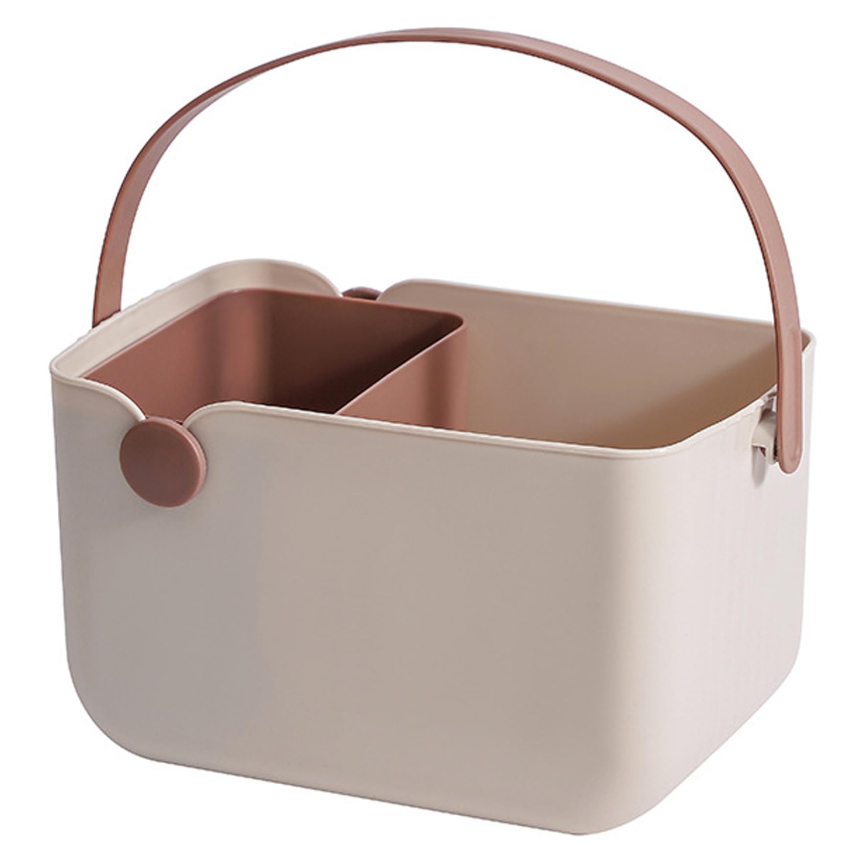 Otbushit Portable Shower Caddy, Beige Plastic Shower Basket With Handle, Efficient Drainage Bathroom Organizer For Toiletries