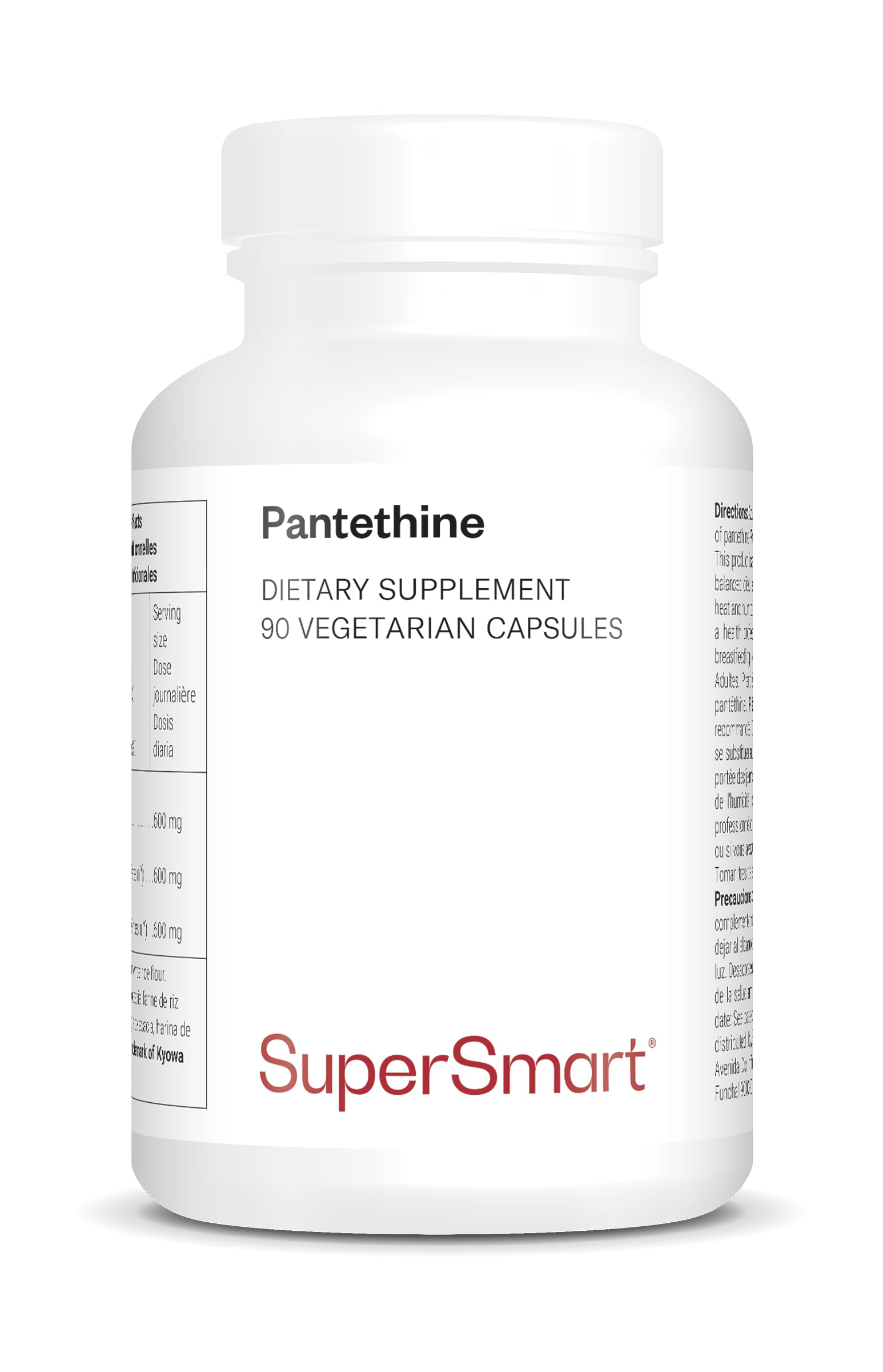 Supersmart - Pantethine (Pantesin™) - Vitamin B5 - Hilft im Kampf gegen Cholesterin & unterstützt ein gesundes Herz-Kreislauf-System | Nicht GVO - 90 vegetarische Kapseln