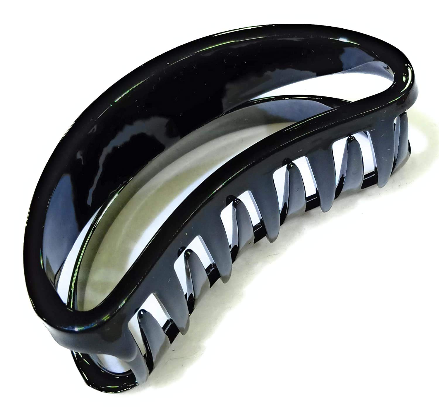 Birdware Big Size Hair Clips For Women Multi Color Imported Acrylic Material Stone Butterfly | Hair Clutchers (Black, Shell - D-Shape) 2Piece 2