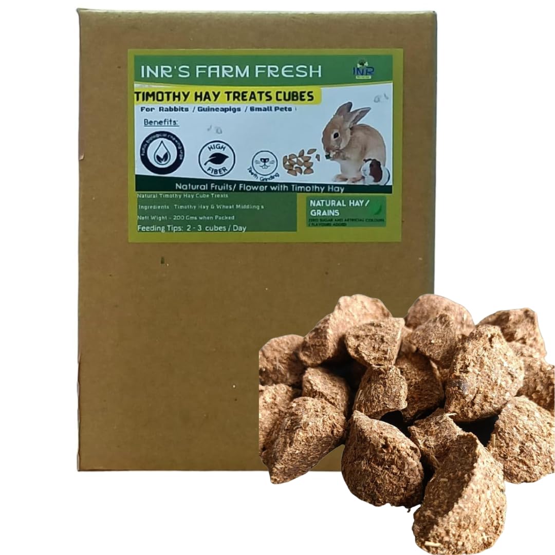 INR's Farm Fresh Timothy Hay Cube Treats for Rabbits, Guinea Pigs & Small Pets (150 g) | High-Fiber, Natural Chew Treats for Healthy Digestion-image-8