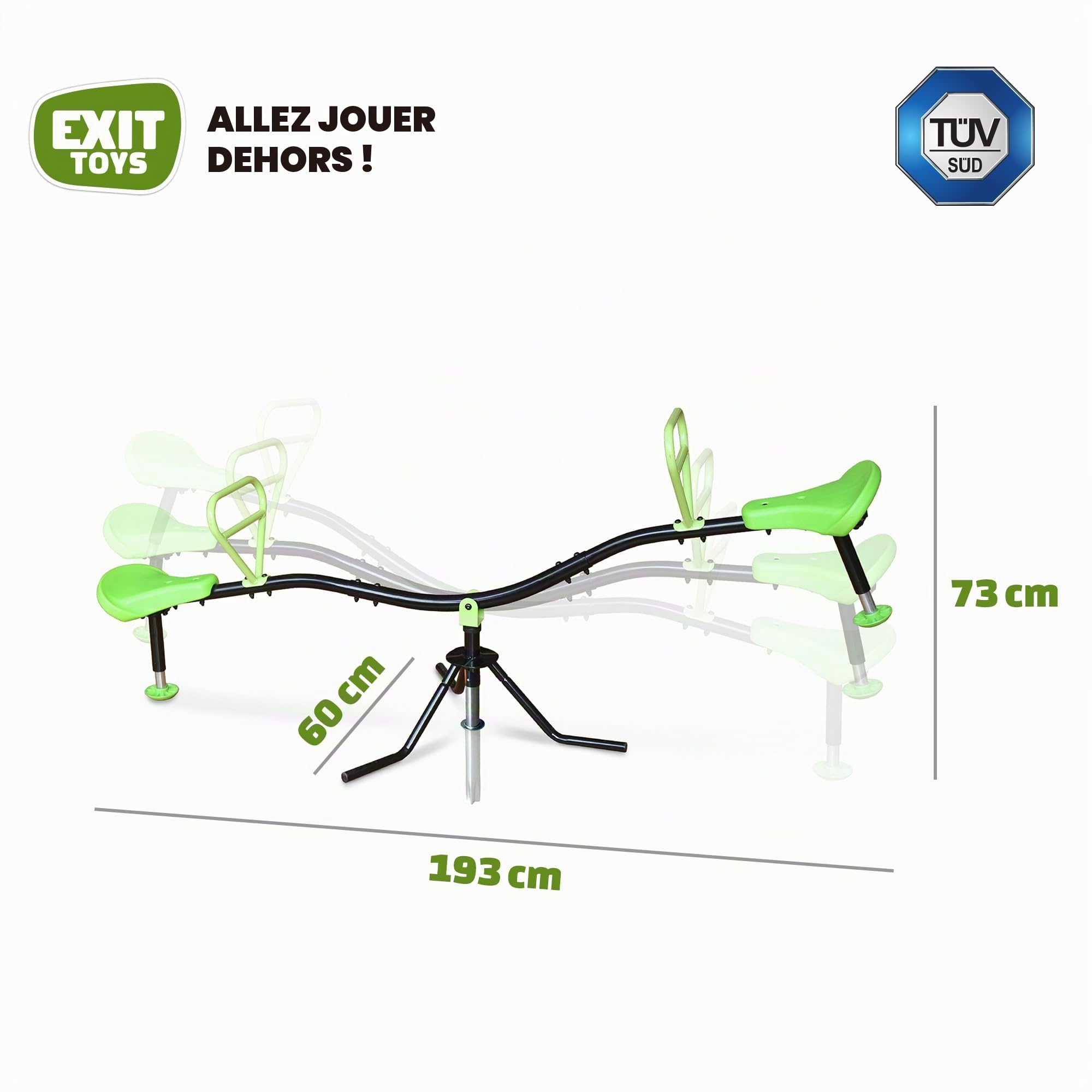 EXIT Toys Spinner - Bascule rotative en Acier - pour Tout-Petits et Enfants - pour l'extérieur dans Le Jardin - 193 x 60 x 73 cm - Vert/Noir