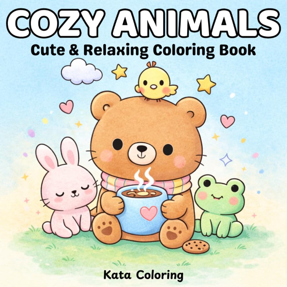 Cozy Animals: Cute & Relaxing Coloring Book