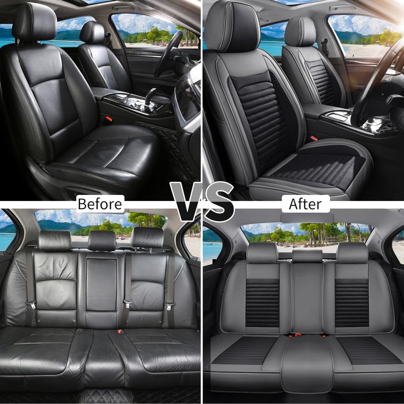 Image of Seat Covers Full Set Fit for Chevy /Chevrolet HHR 2006-2011, Gray&Black