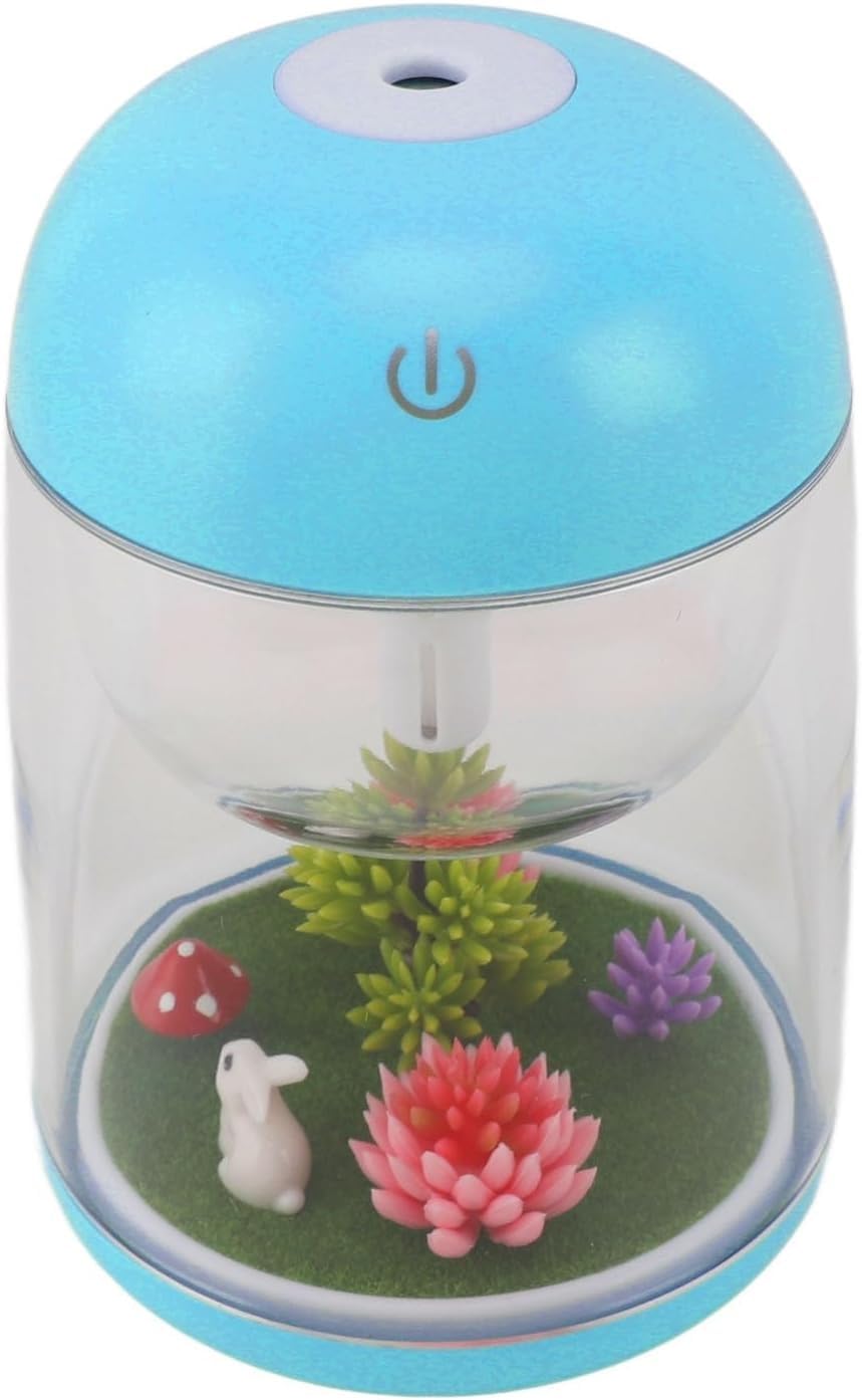 per Uso Domestico Mini umidificatore for Camera da Letto, Piccolo umidificatore da scrivania a Nebbia Fredda con Luce Notturna USB, capacità 300 ml, spegnimento Automatico(Blue)