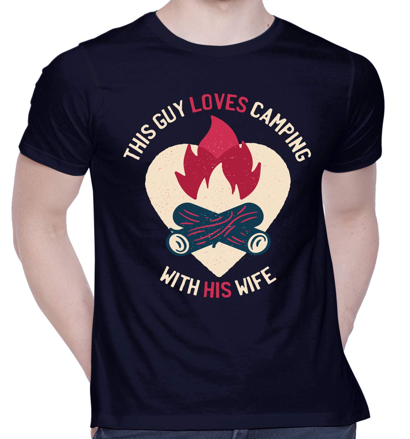 CreativiTGraphic Printed T-Shirt for Unisex Camping-with-Wife Tshirt | Casual Half Sleeve Round Neck T-Shirt | 100% Cotton | D00509-41