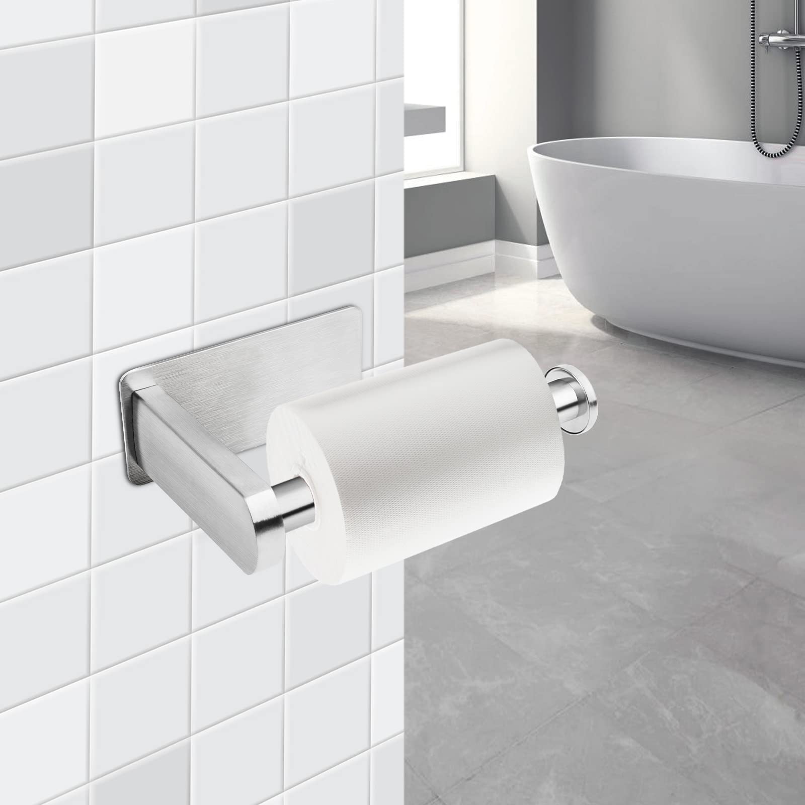 Portarotolo Da Cucina In Acciaio Inox Adesivo - Senza Forature, Con Ganci - Foto 2