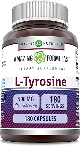 Amazing Formulas - Cápsulas de L-tirosina de 500 mg  Suplemento de aminoácidos  Sin OMG  Sin gluten  Fabricado en Estados Unidos (paquete de 2) disponible en Yaxa Colombia