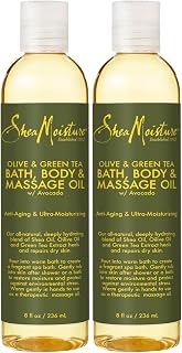 SheaMoisture Olive & Green Tea Bath, Body & Massage Oil 2-Pack – Avocado Oil, Anti-Aging & Ultra-Moisturizing for Dry Skin, 8 Oz Ea