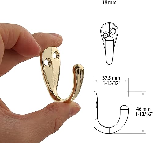 Miniatura 3 de HASWARE 6 ganchos de pared, ganchos para colgar abrigos, ganchos para bata, ganchos resistentes con 12 tornillos para dormitorio, baño, cocina,