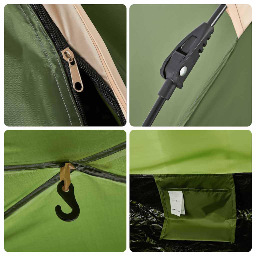 Tenda da campeggio per persone verde a cupola con sistema di sgancio rapido, tenda pop-up impermeabile, tenda da trekking ultraleggera con zanzariera, antivento, per campeggio, festival ed