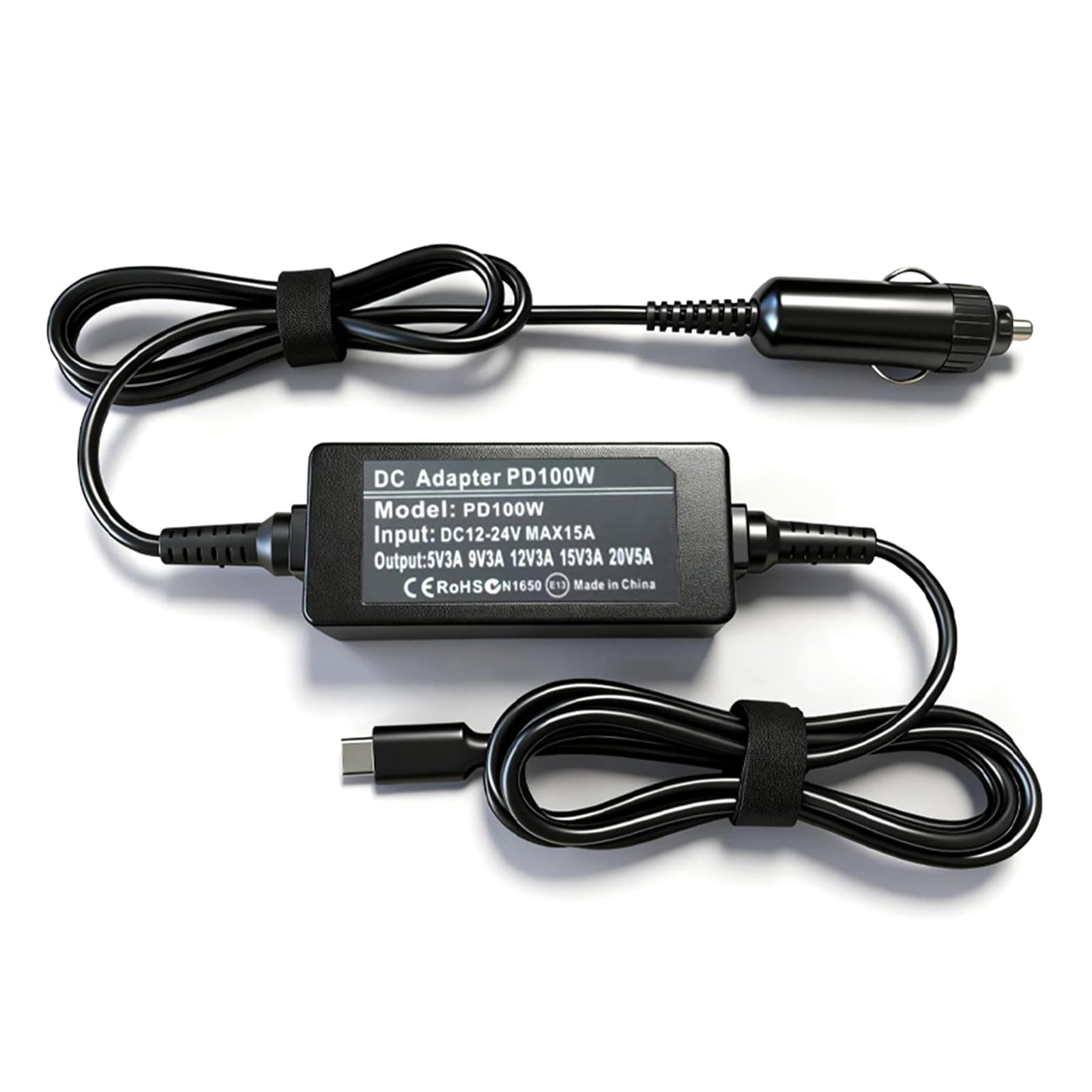 Carga de coche USB C de velocidad rápida de 100 W, compatible con la mayoría de portátiles, durabilidad, construcción de metal ABS, cable de carga rápida USB C