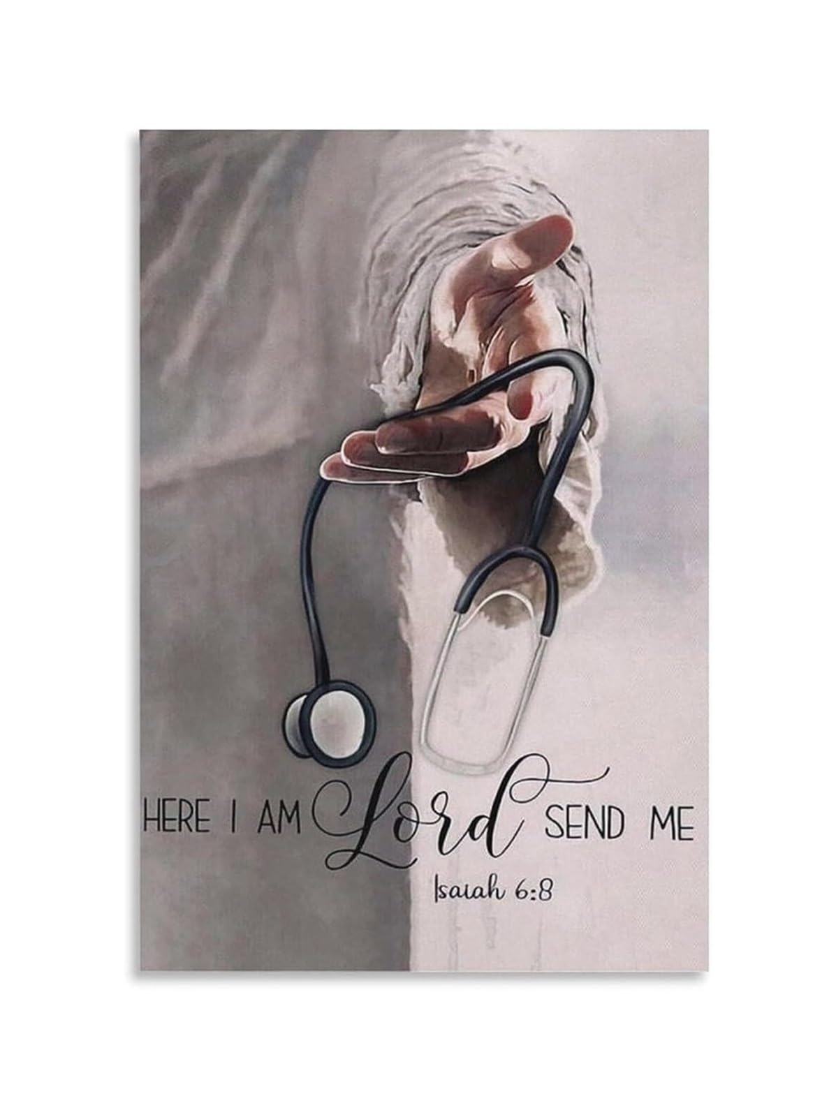 MQXFCZUX Christian Nurses Gift Canvas Print Here I Am Lord Send Me Bible Verse Inspirational Wall-Art for Church Office Ministry Servant Heart Decor(Unframed,12x18inch(30x45cm))