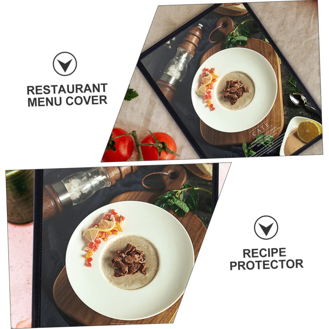Veemoon 3pcs Menu Holder Recipe Book Cover Restaurant Menu Protectors Protective Covers Leatherette Trim A4 Size