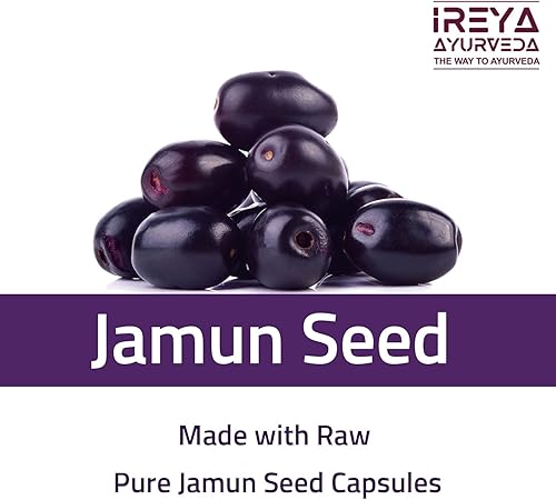 Miniatura 7 de Semilla de Jamun 1000 mg (90 cápsulas) - Mora india (Eugenia Jambolana) hierba ayurvédica, suministro para 45 días