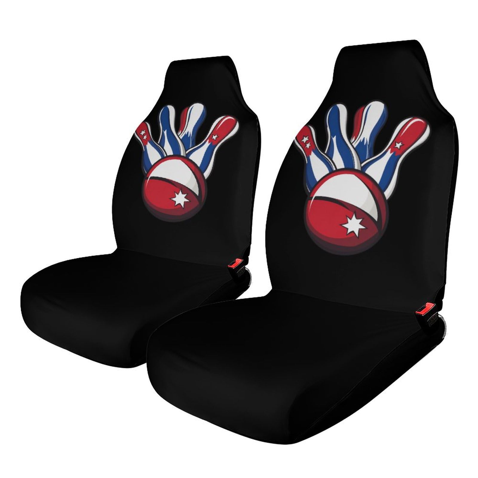 Bowling Pins and Ball Car Seat Covers Universal Car Front Seats Protector Auto Interior Accessories 2PCS