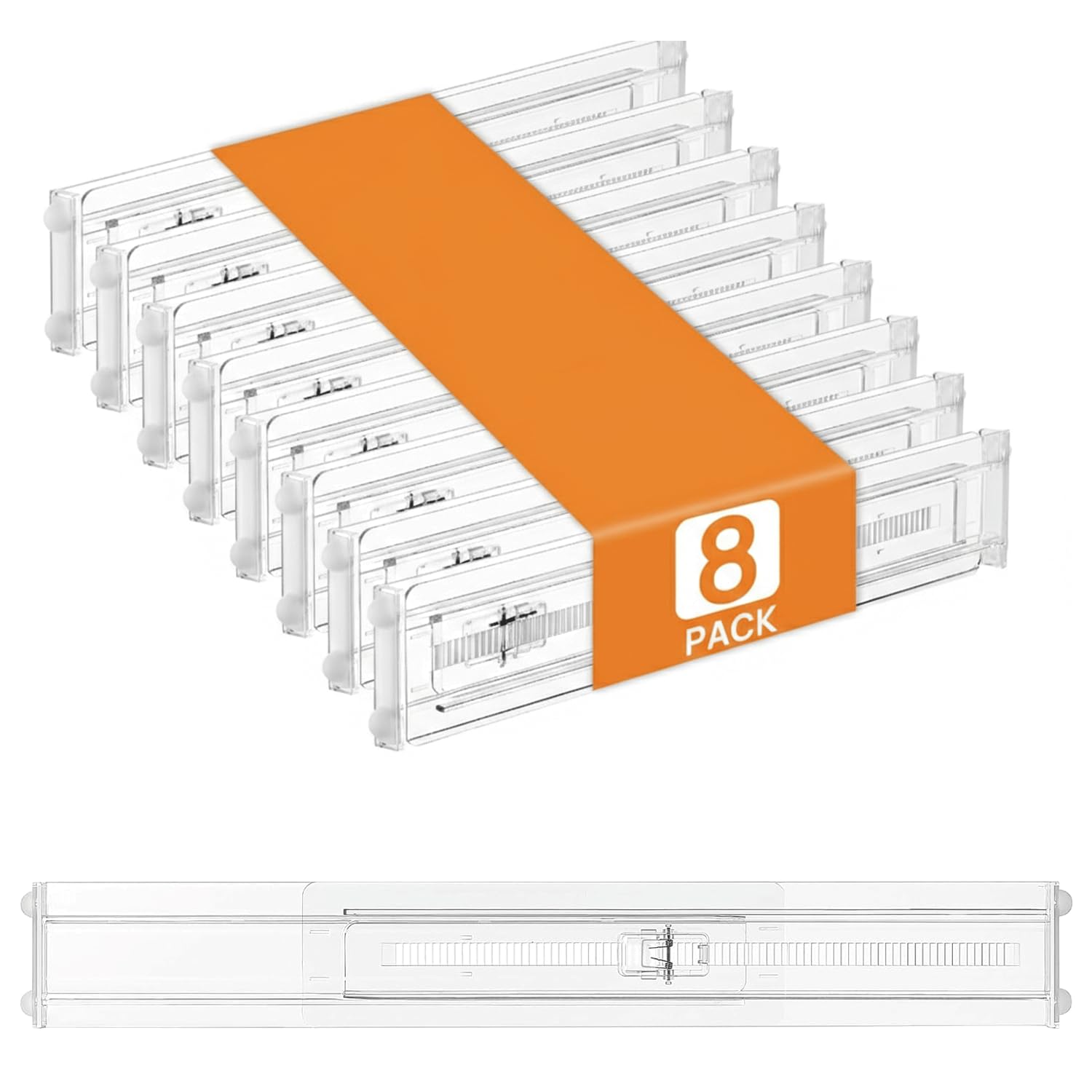 Casaverra Acrylic Drawer Dividers for Clothes, Adjustable 11–20.8 Inch Expandable Deep Dresser Drawer Dividers, Clear Drawer Separators for Baby