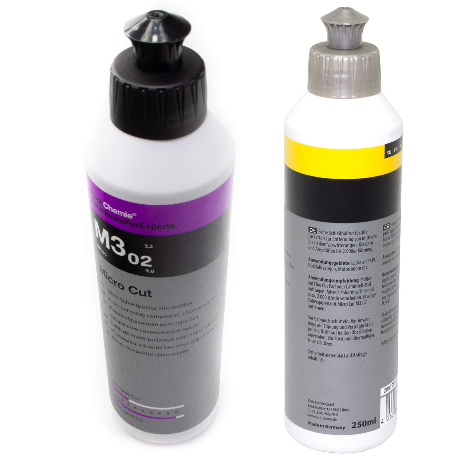 Fine Cut F6.01 politura do szlifowania drobno niezawieraj?ca oleju silikonowego i Micro Cut & Finish M3.02 Koch Chemie po 250 ml