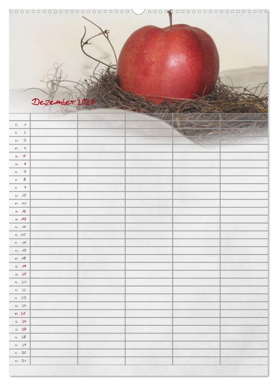 Familienplaner für die Küche. (hochwertiger Premium Wandkalender 2026 DIN A2 hoch), Kunstdruck in Hochglanz: Obst, Gemüse, Gewürze und mehr. (CALVENDO Lifestyle)