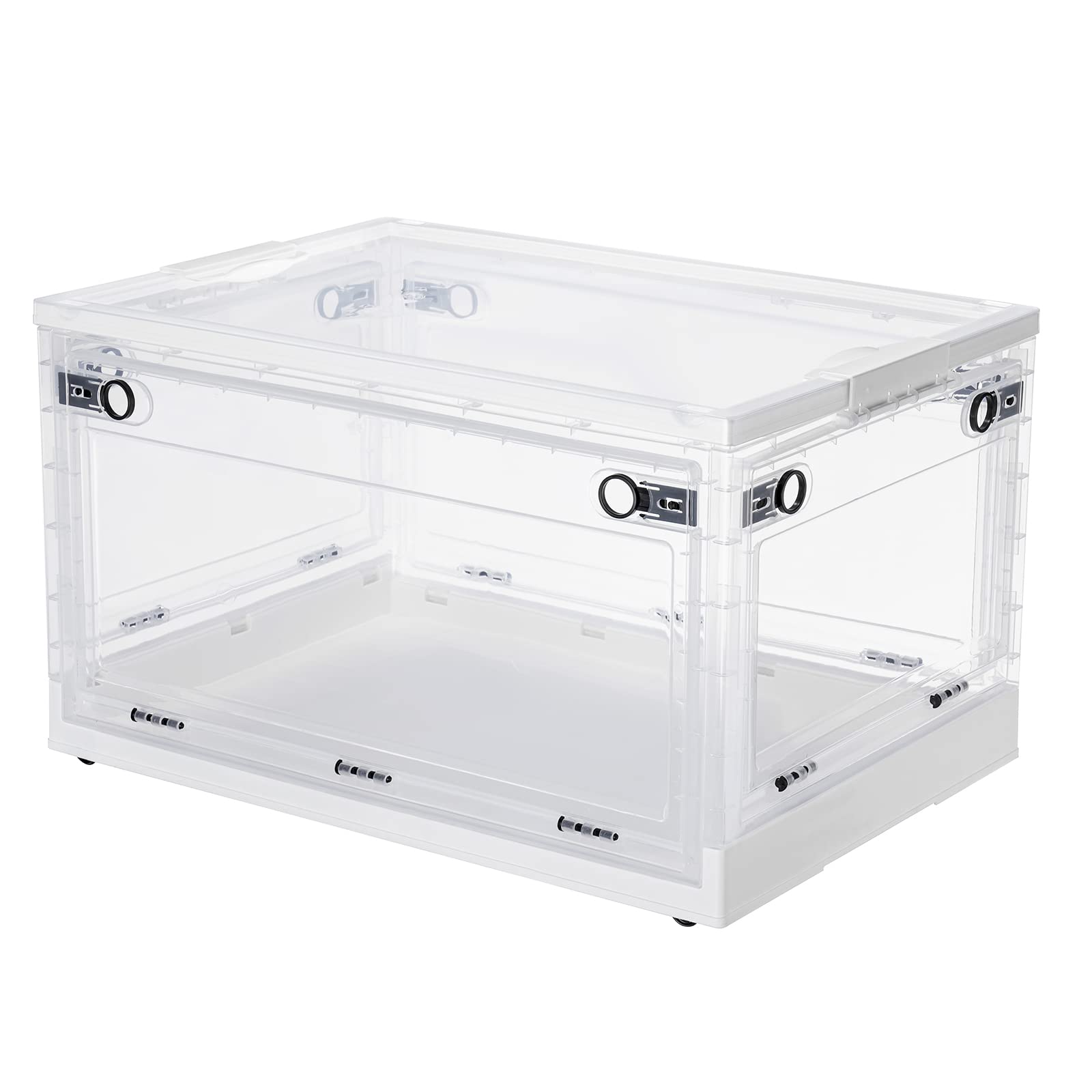 Photo 1 of DOADW Stackable Plastic Storage Bins with Lids and Latching Buckles, 100 Quarts (25 Gal) Clear Boxes Containers with Lids, Durable Collapsible Bins Closet, Garage, Totes, Decorative Boxes Organizing 100QT Clear White