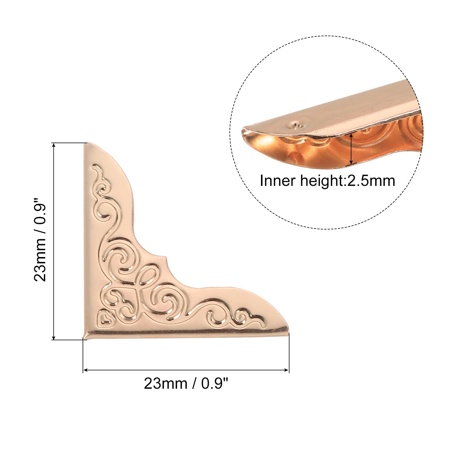 PATIKIL 23mm Metal Book Corners,100pcs Photo Corners Book Corners Protector Retro Metal Decorative for Crafting Scrapbook Photo Album Book Binding,Rose Gold - Image 2