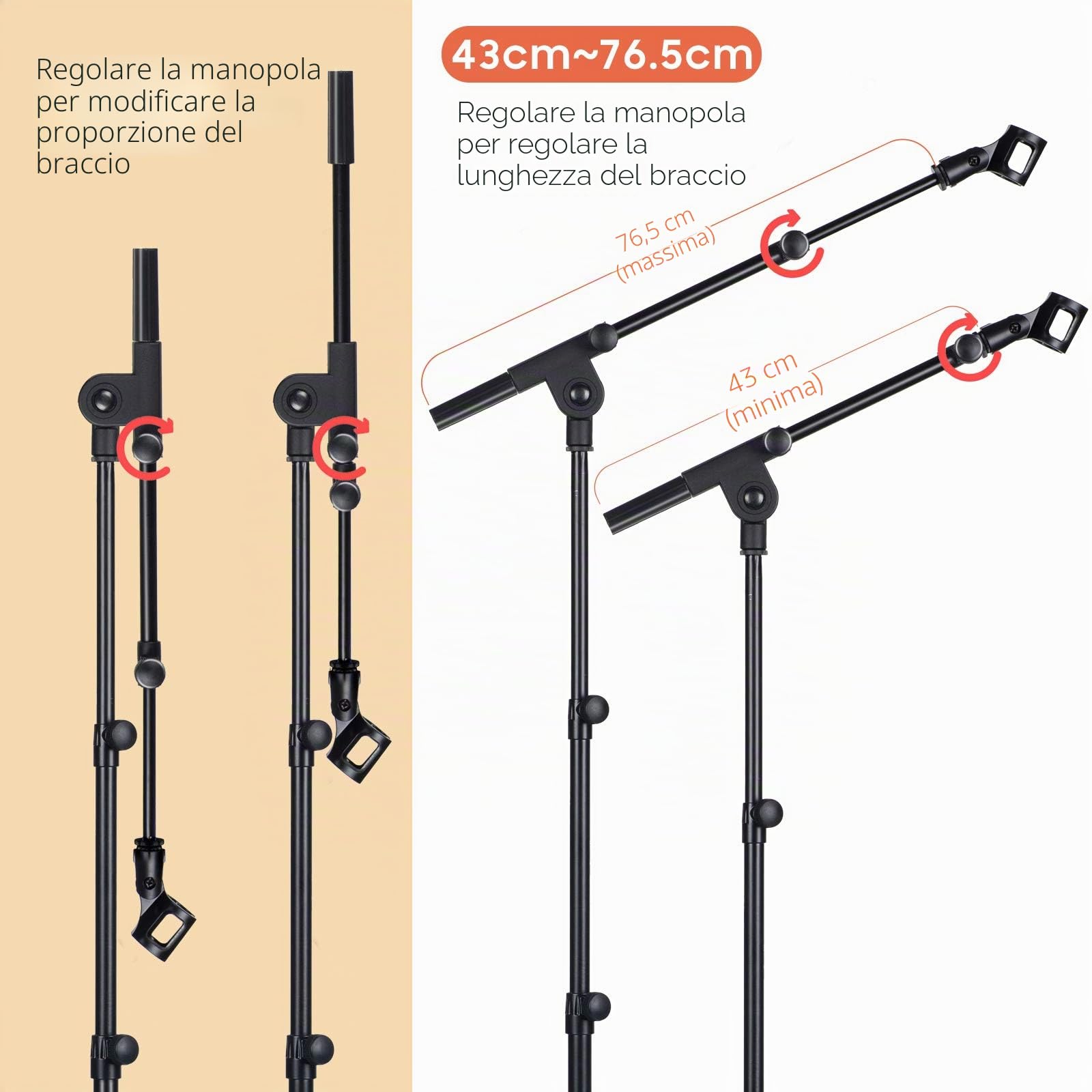 CAHAYA Asta a Giraffa per Microfono con 2 Diversi Clip Supporto per Microfono Treppiede Altezza Regolabile per Concerti Videoconferenze Palchi Matrimoni Modello CY0239