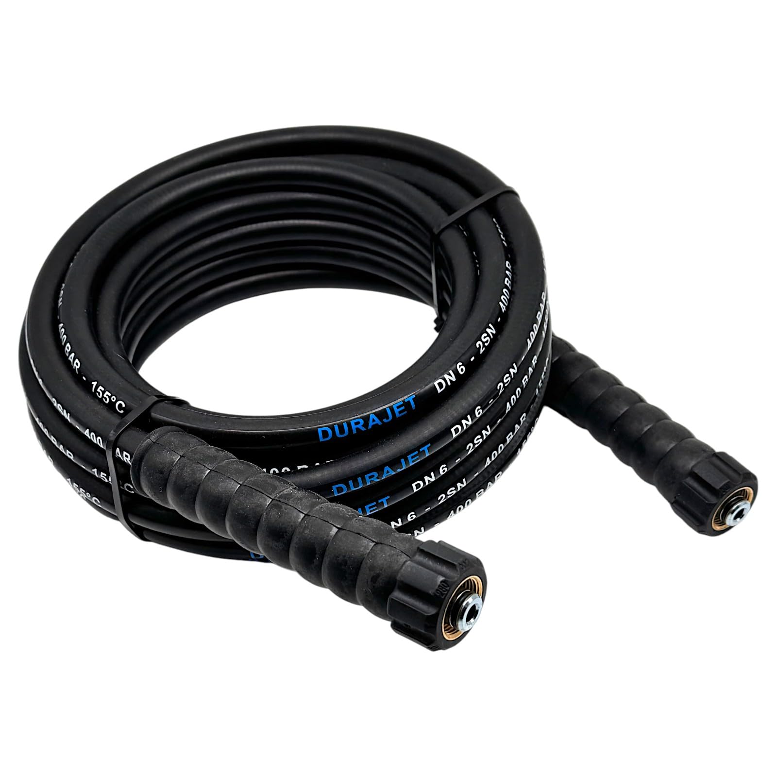 M&M Smartek Hochdruckschlauch 5m DN6 2SN M22 IG, 400 bar | DN6 2SN mit beidseitigem M22x1,5 IG und Knickschutz; bis 400 bar und 155 °C, abrieb-, öl- und witterungsbeständig im Einsatz.