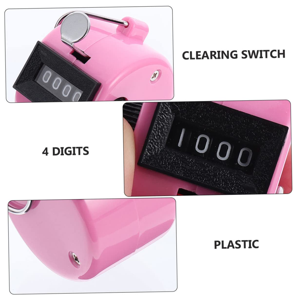 Happyyami Handheld Tally Counter 4 Manual Plastic Clicker Golf Clicker Counter Luminous Display for Home Office Random Color