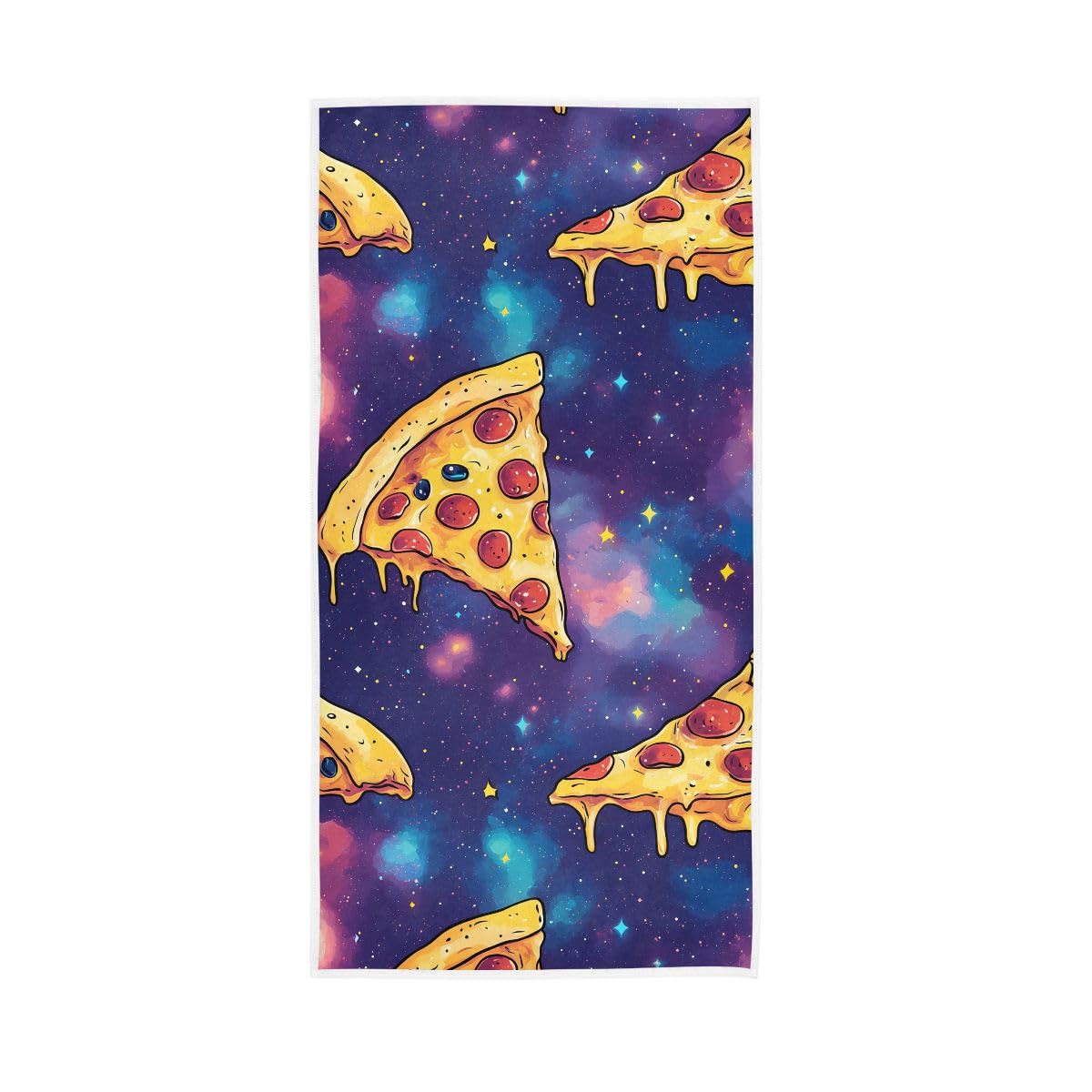 HUYGD Cartoon Pizza in Space Hand Towel, Multipurpose Soft Towels for Bathroom, Gym, Hotel, Spa 15 x 30 Inches