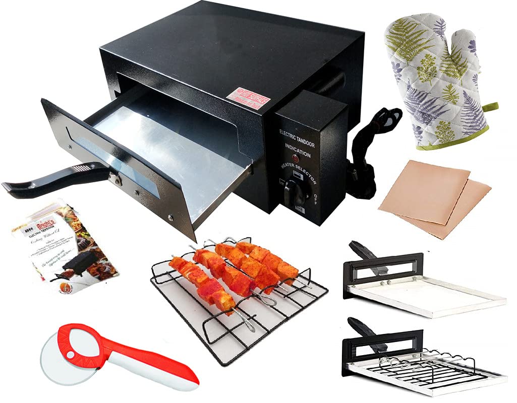 PRECAUTION FOR FAMILY B-4 Big XLL 2000 Watt Electric Tandoor with Regulator and Aluminum Tray, Skewers, Jali, Glove,Pizza Cutter, Nonstick Seat,R Book,Handle, Legs|2KW Watt