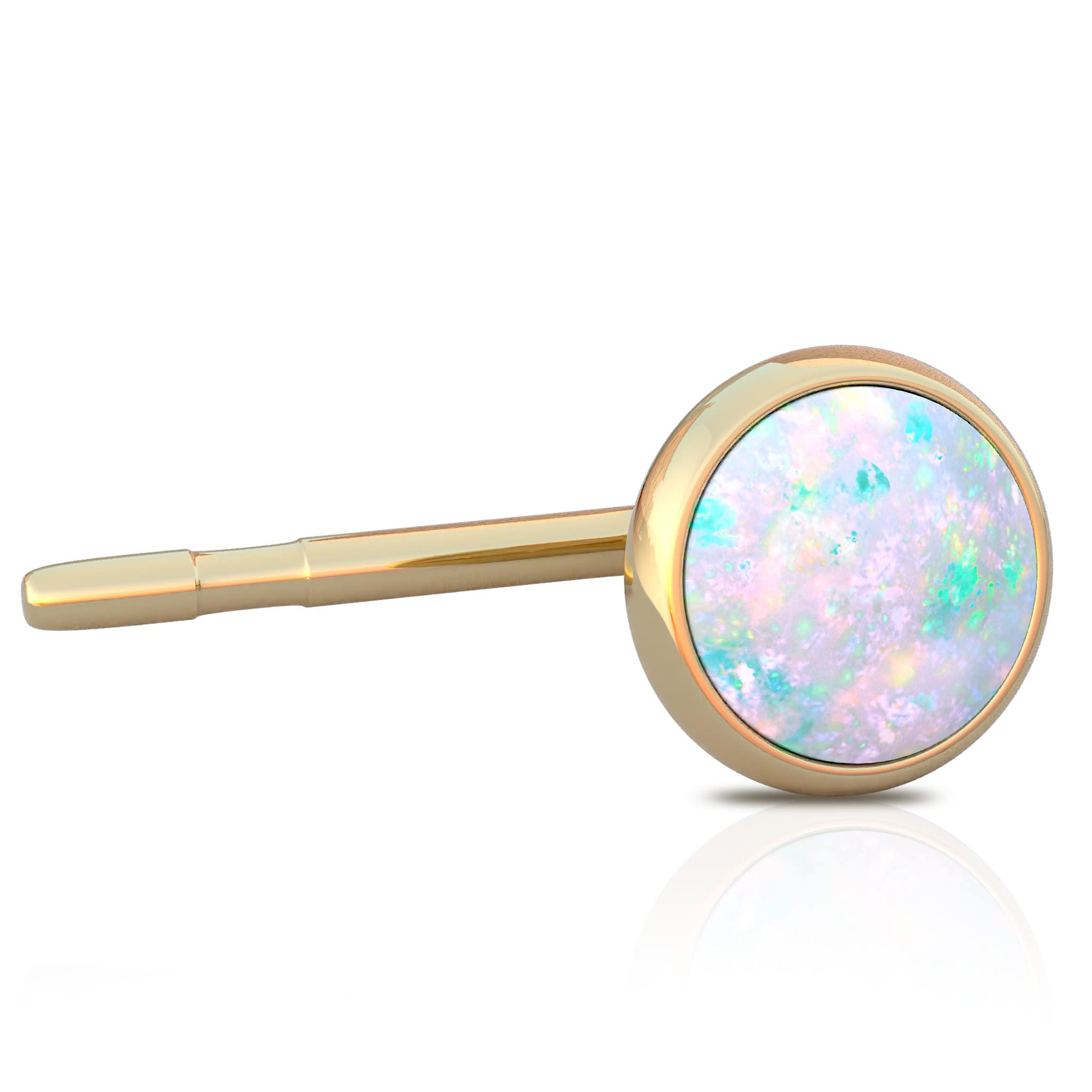 White Opal Tragus Stud For Women - 3mm White Opal Gold Tragus Pin, 22 Gauge L Shaped Gold Filled Tragus Stud (gold-filled)