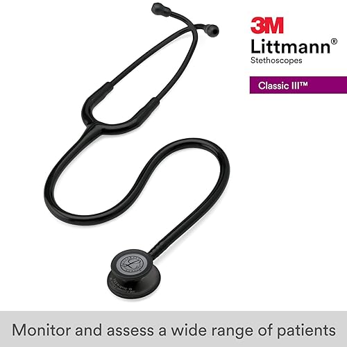 Miniatura 2 de 3M Littmann Classic III - Estetoscopio de monitoreo pieza pecho de edición negra tubo negro 27 pulgadas 5803