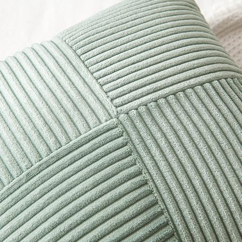 Image of MIULEE Greyish Green Decorative Throw Pillow Covers 18x18 Inch for Couch Bed Sofa Pack of 2 Boho Farmhouse Throw Pillows Soft Cross Corduroy Patchwork Textured Cushion Cases
